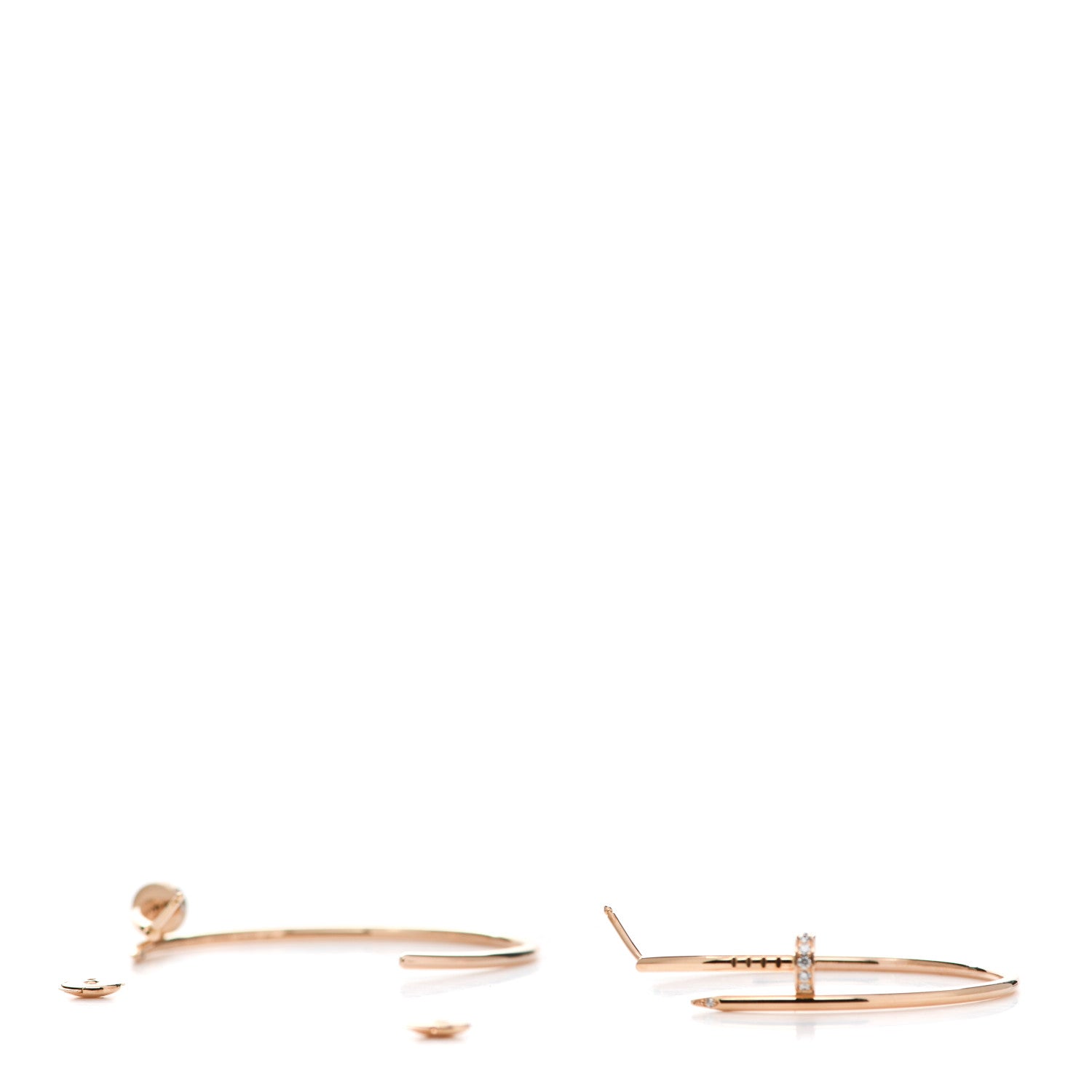 Cartier 18K Pink Gold Diamond Juste Un Clou Hoop Earrings 3 of 5
