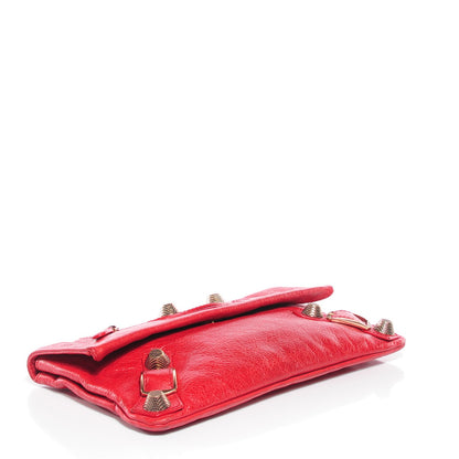 Balenciaga Agneau Giant 21 Rose Gold Hardware Envelope Clutch Rouge Coquelicot 4 of 10