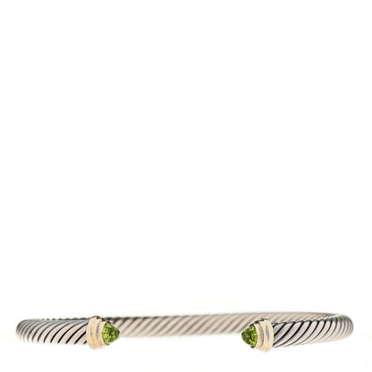 David Yurman Sterling Silver 14K Yellow Gold Peridot 5mm Cable Classics Petite Color Bracelet 1 of 3
