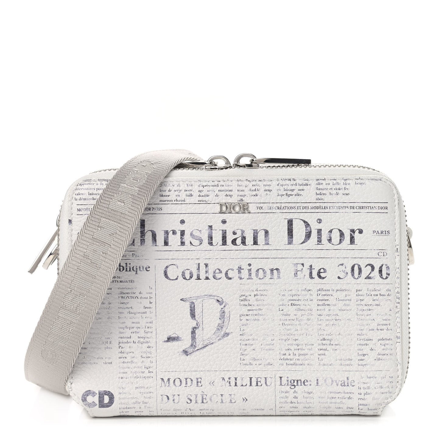 X DANIEL ARSHAM Grained Calfskin Newspaper Messenger White