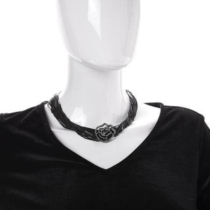 Chanel Ruthenium Crystal CC Camellia Multi Strand Necklace Dark Grey 2 of 5