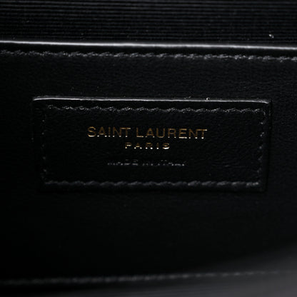 Saint Laurent Grain De Poudre Textured Mixed Matelasse Triquilt Small Monogram Satchel Black 6 of 8