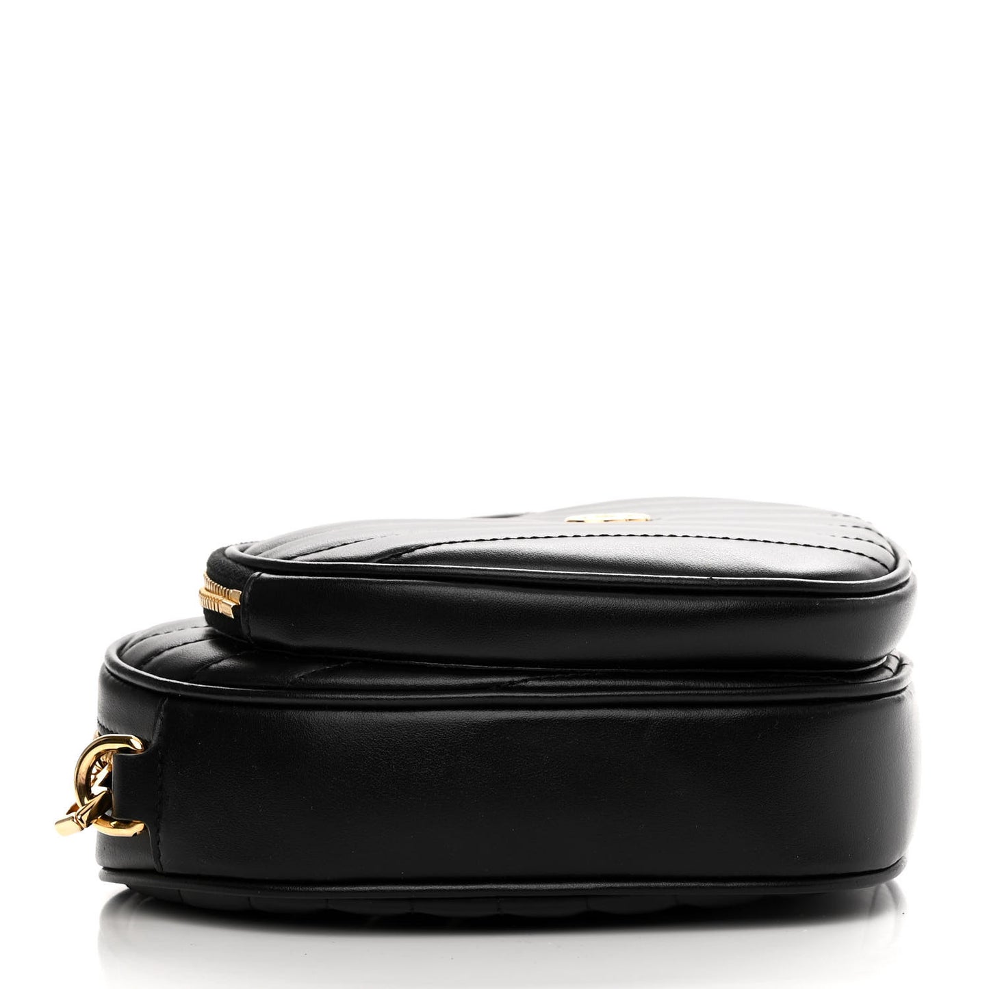 Calfskin Matelasse Diagonal Mini Interlocking G Heart Shoulder Bag Black