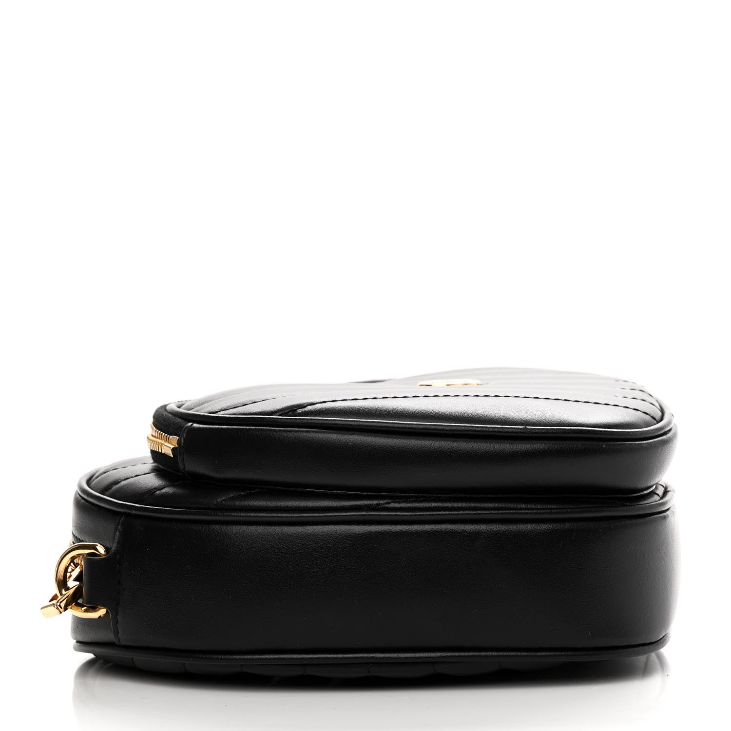 Gucci Calfskin Matelasse Diagonal Mini Interlocking G Heart Shoulder Bag Black 4 of 10