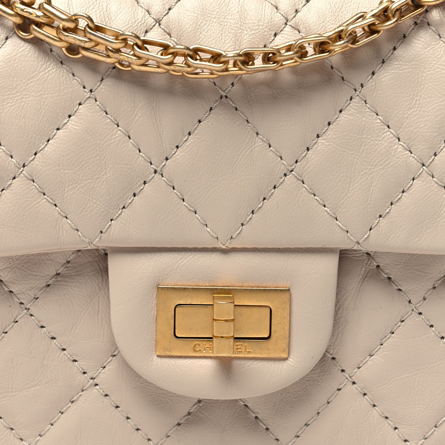 Aged Calfskin Quilted 2.55 Reissue Mini Flap Light Beige