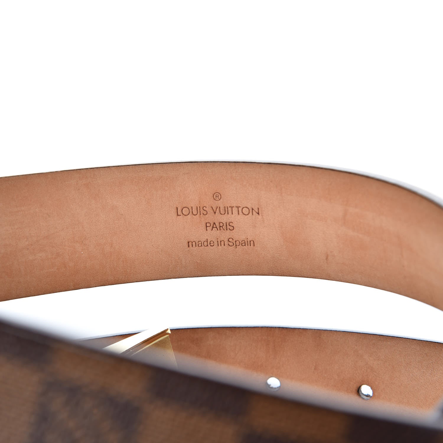 Louis Vuitton Damier Ebene LV Paris Buckle Belt 95 38 Gold 8 of 9