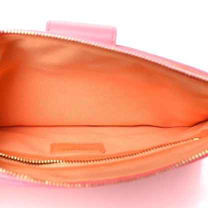 Chanel Lambskin Quilted Sunset Boulevard Pouch Case Coral Orange 6 of 9