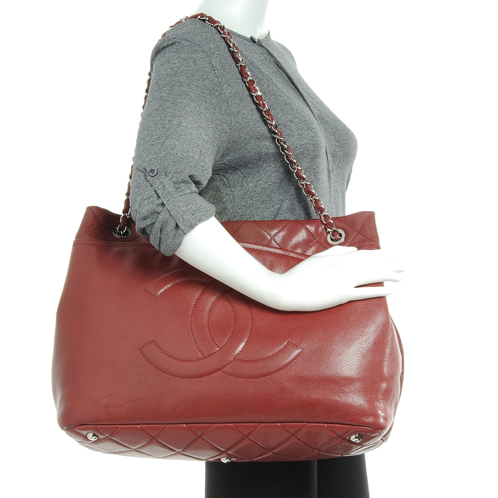Chanel Caviar CC Timeless Soft Tote Red 2 of 7