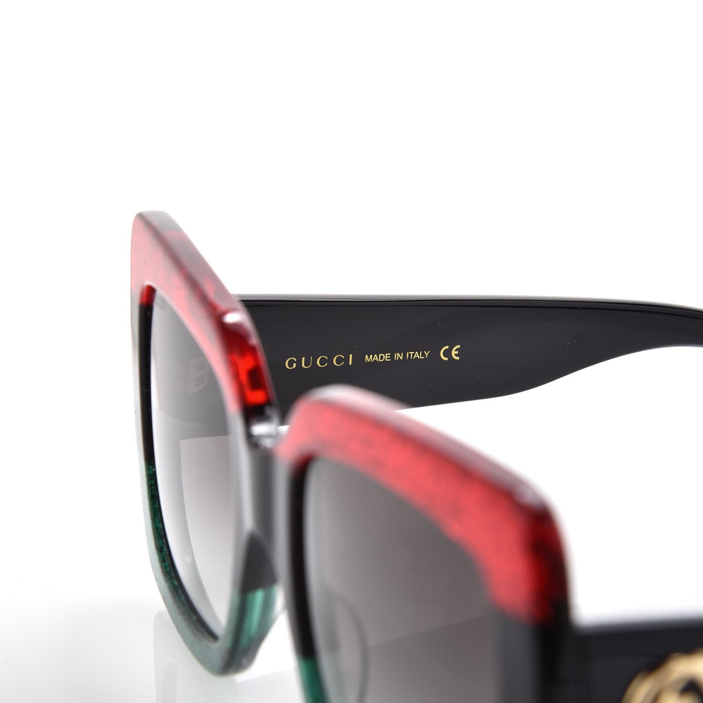 Square Frame GG0083S Sunglasses Glitter Red Black Green