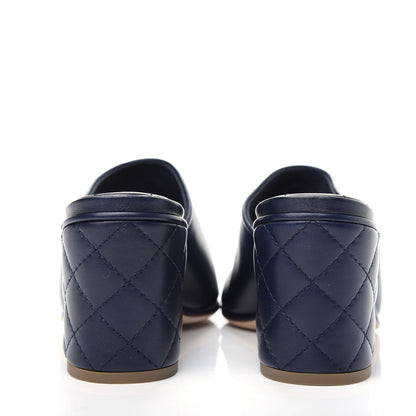Chanel Lambskin Quilted CC Chain Mules 38.5 Navy Blue 7 of 9