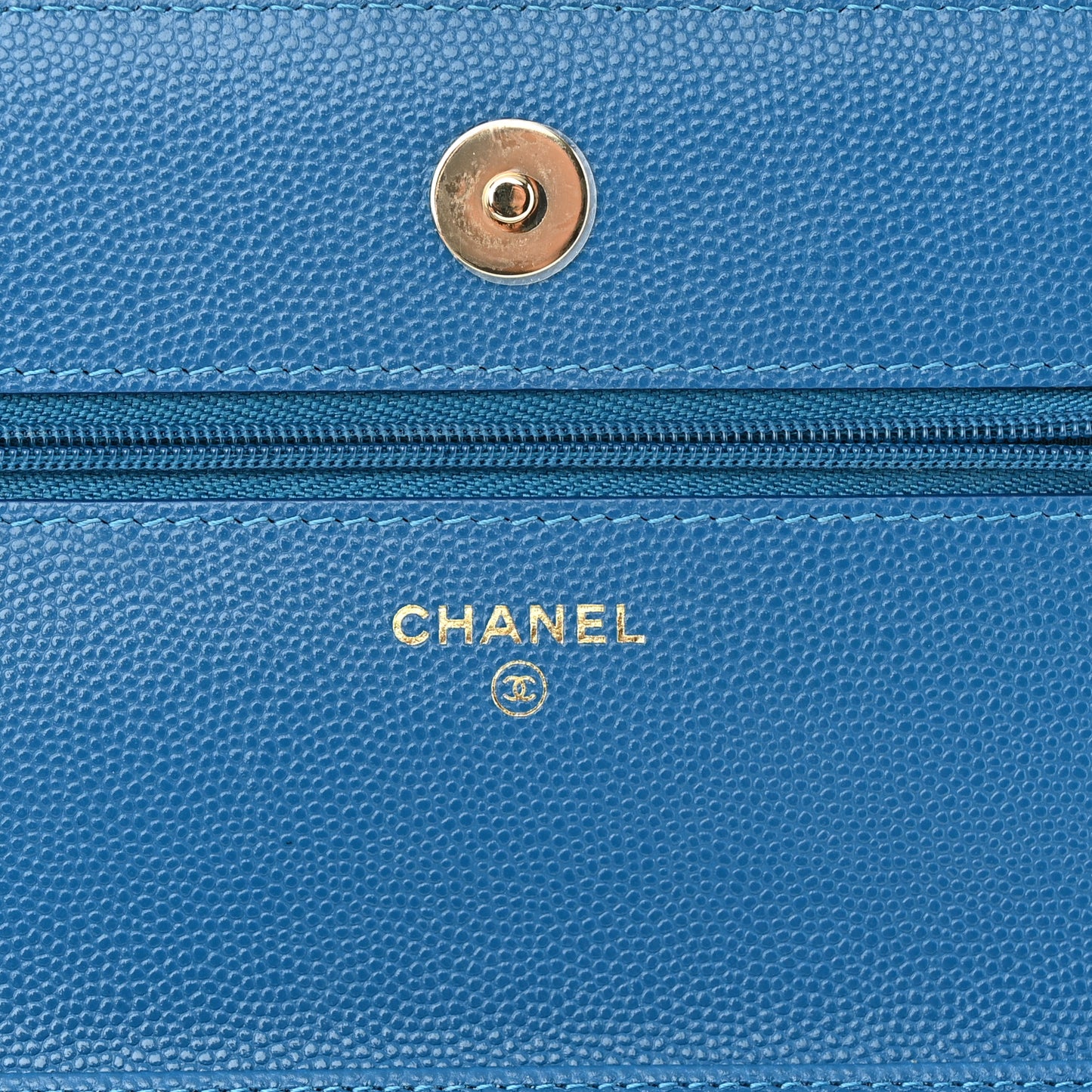 Caviar Quilted Wallet on Chain WOC Blue