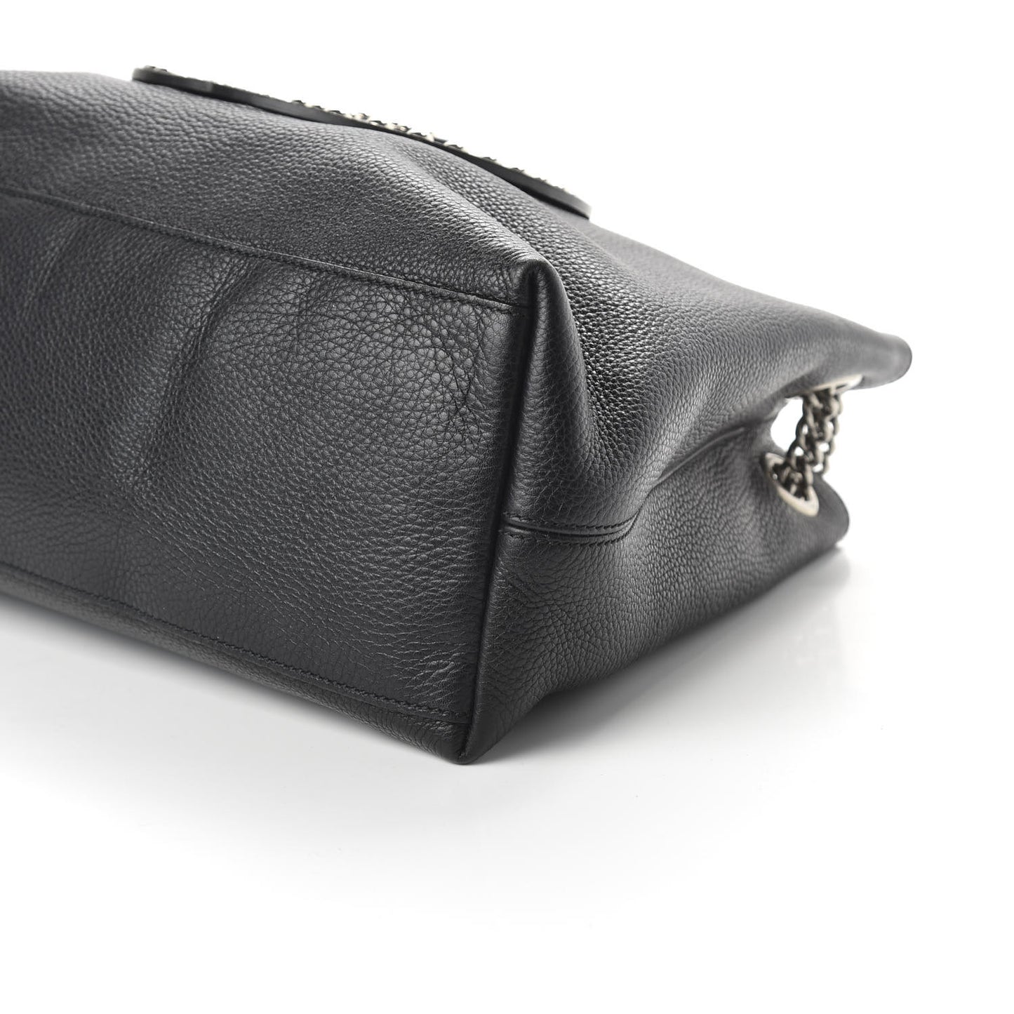 Pebbled Calfskin Studded Medium Soho Chain Shoulder Bag Black
