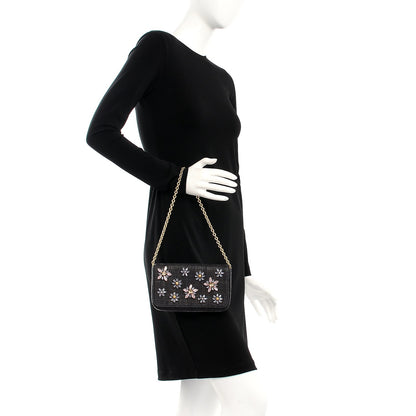 Dolce & Gabbana Raffia Crystal Embellished Chain Clutch Black 2 of 6