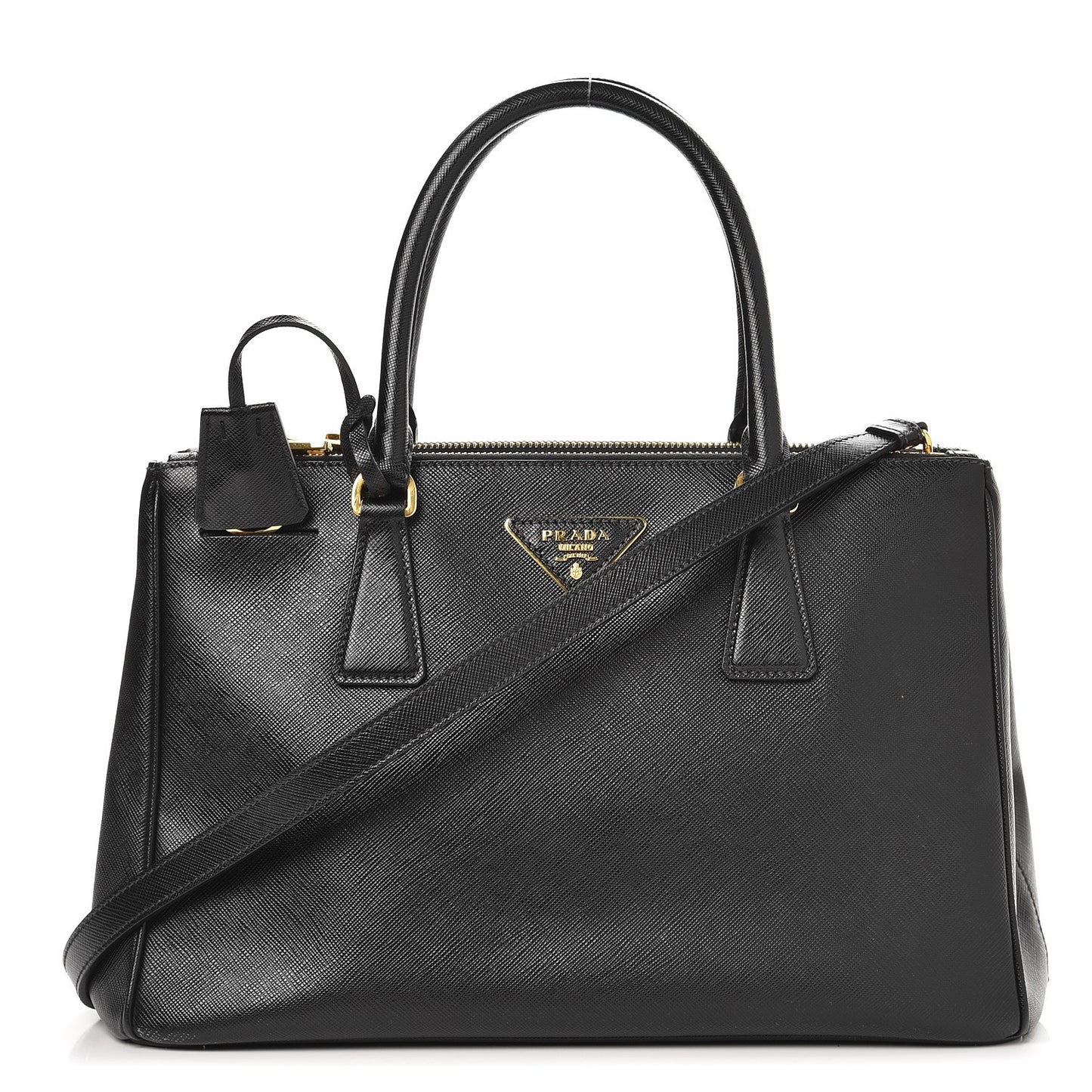 Saffiano Small Galleria Double Zip Tote Black