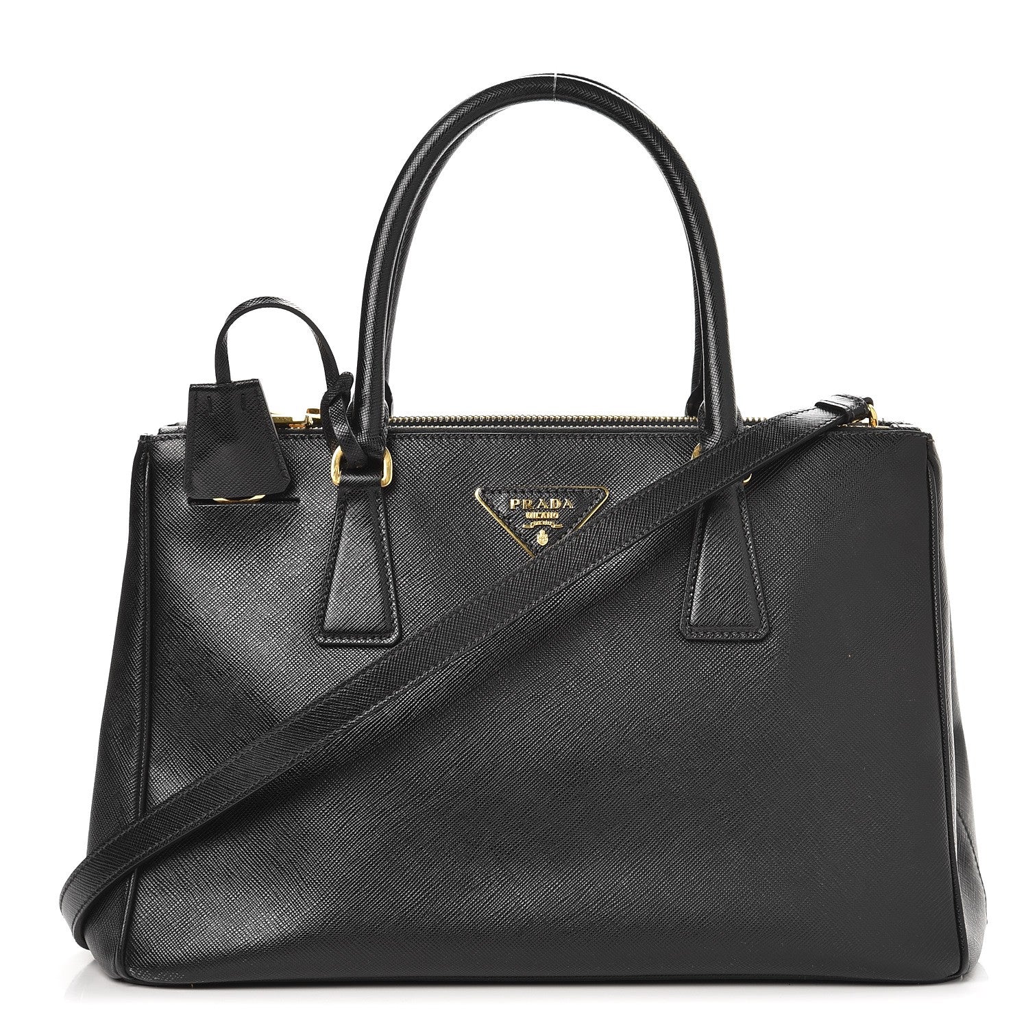 Prada Saffiano Small Galleria Double Zip Tote Black 1 of 11