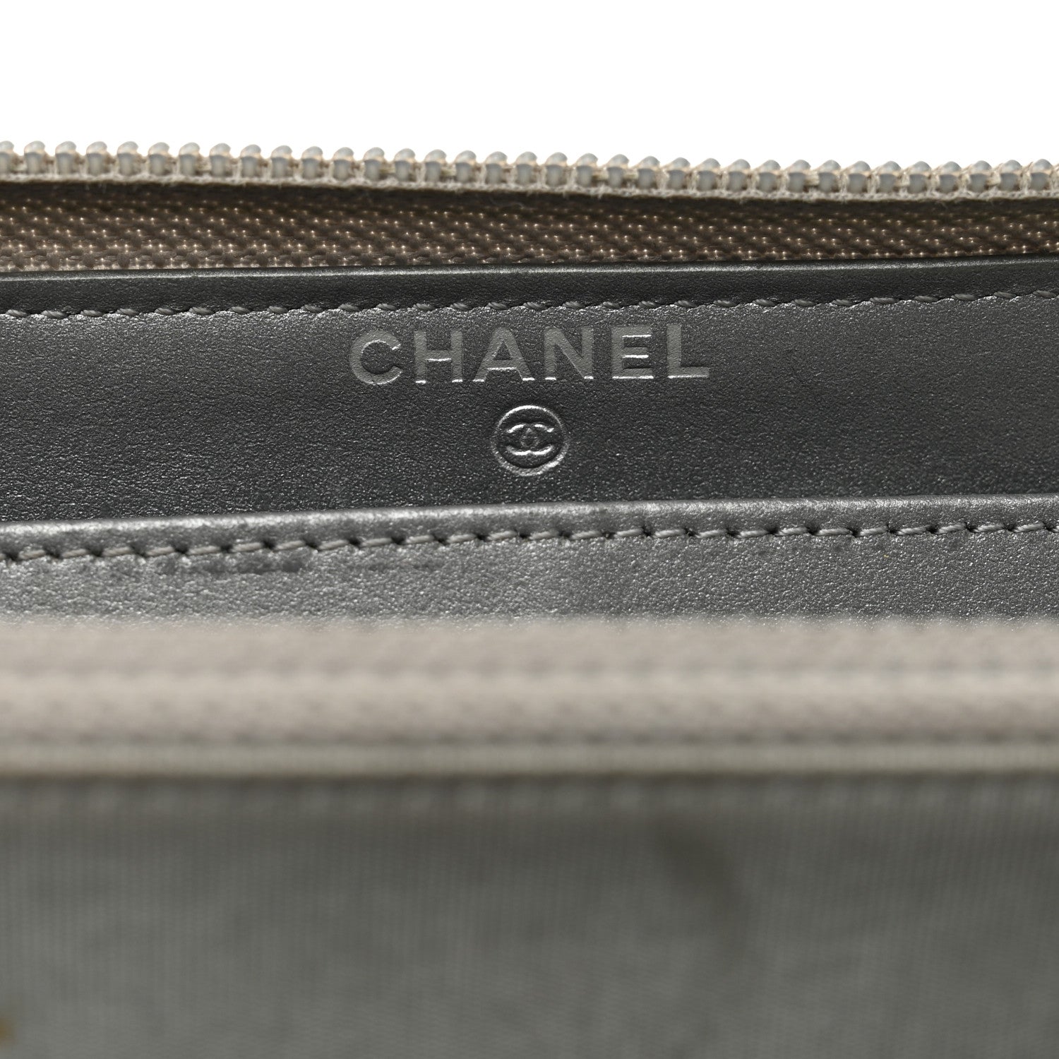 Chanel Metallic Caviar Quilted Boy Zip Around Wallet Silver 5 of 10
