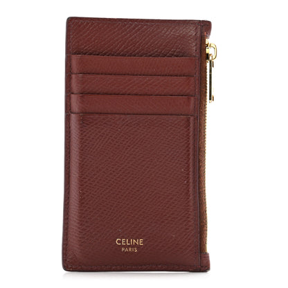 Celine Grained Calfskin Zipped Card Holder Grenat 1 of 15