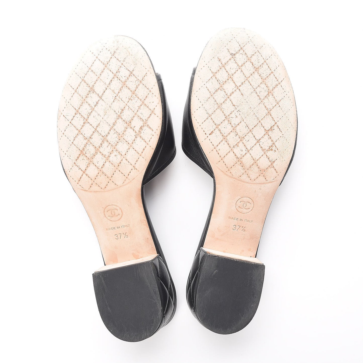 Lambskin Quilted CC Sandal Mules 37.5 Black