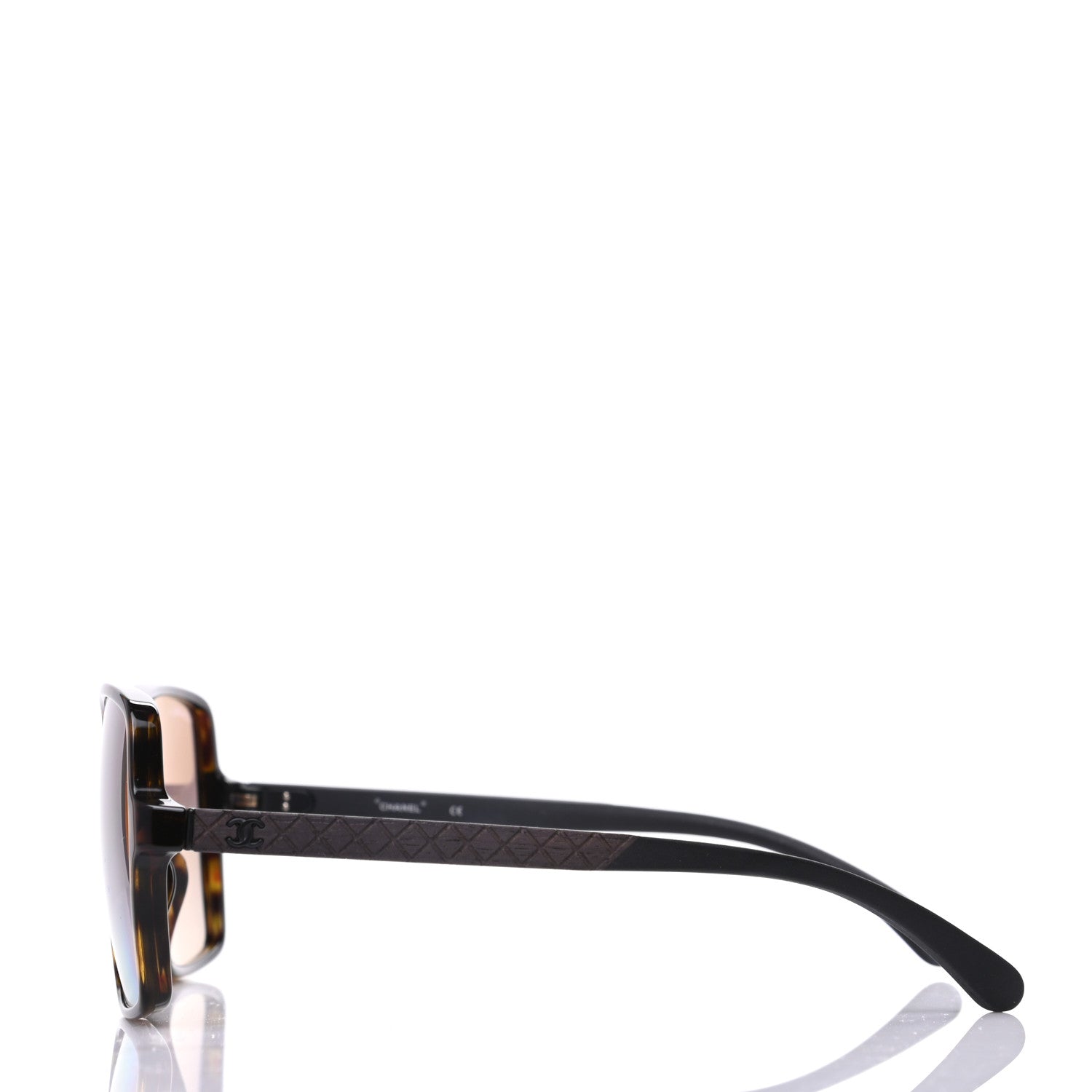 Chanel Acetate Wood Rubber Square Sunglasses 9076 Dark Tortoise 3 of 8