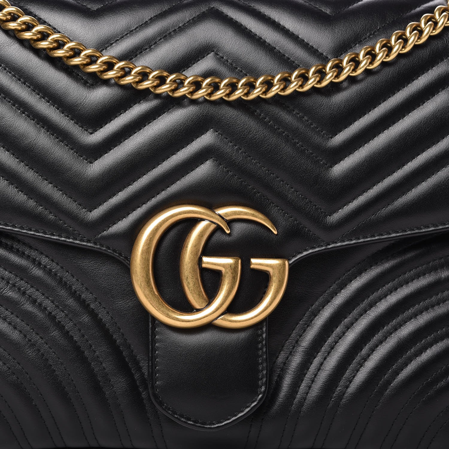 Gucci Calfskin Matelasse Large GG Marmont Shoulder Bag Black 11 of 11