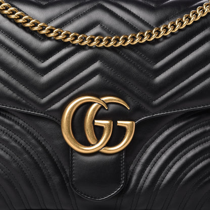 Gucci Calfskin Matelasse Large GG Marmont Shoulder Bag Black 11 of 11