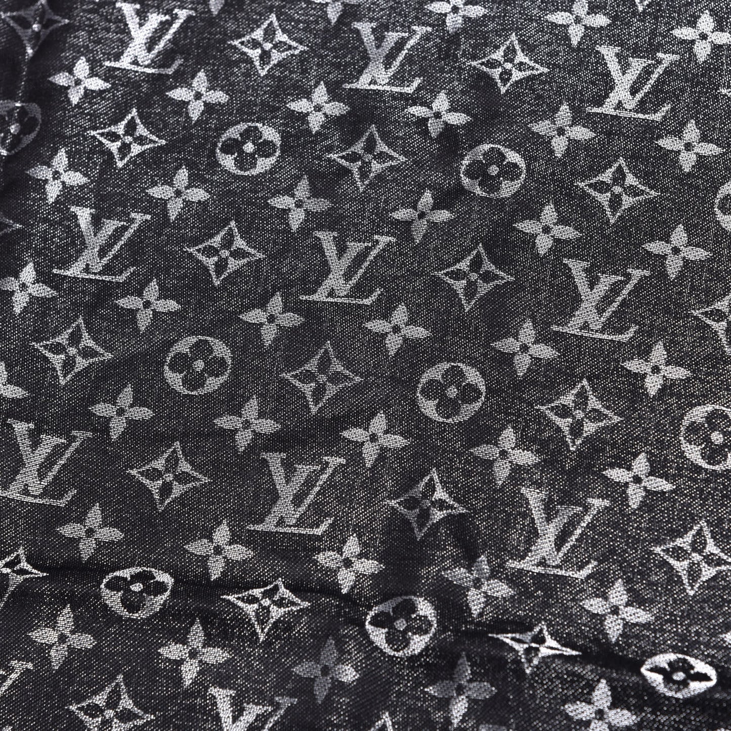 Silk Lurex Wool Monogram Shine Shawl Black