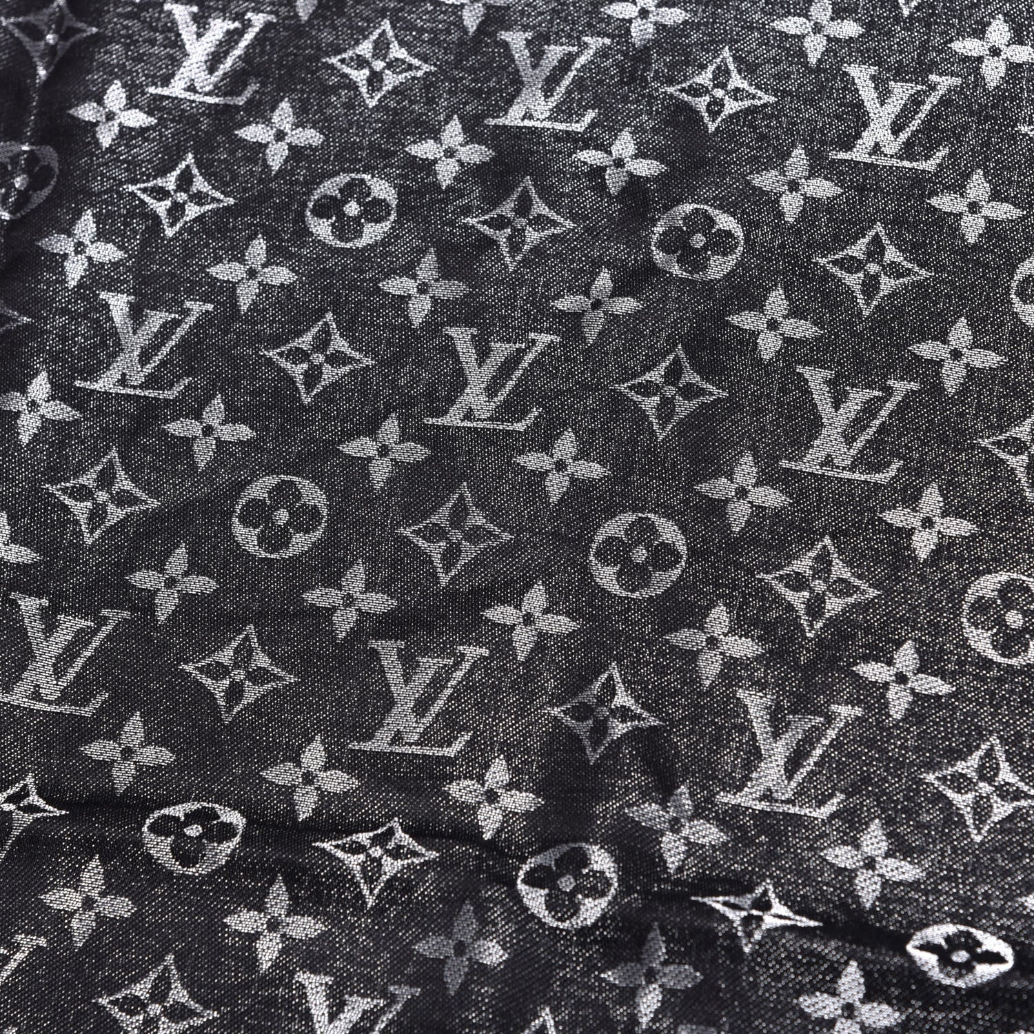 Louis Vuitton Silk Lurex Wool Monogram Shine Shawl Black 3 of 4