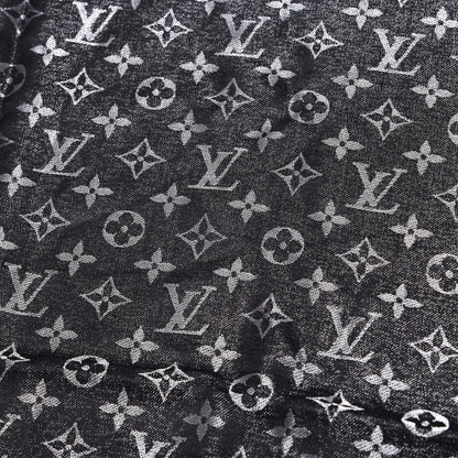 Louis Vuitton Silk Lurex Wool Monogram Shine Shawl Black 3 of 4