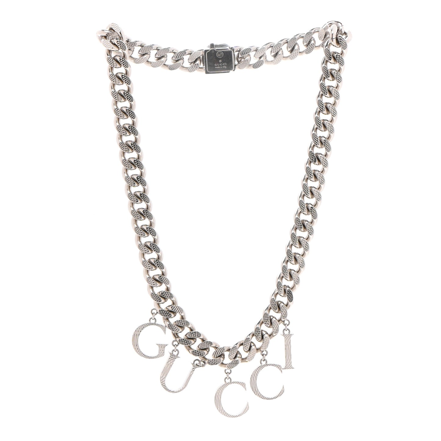 Metal Script Choker Necklace Silver