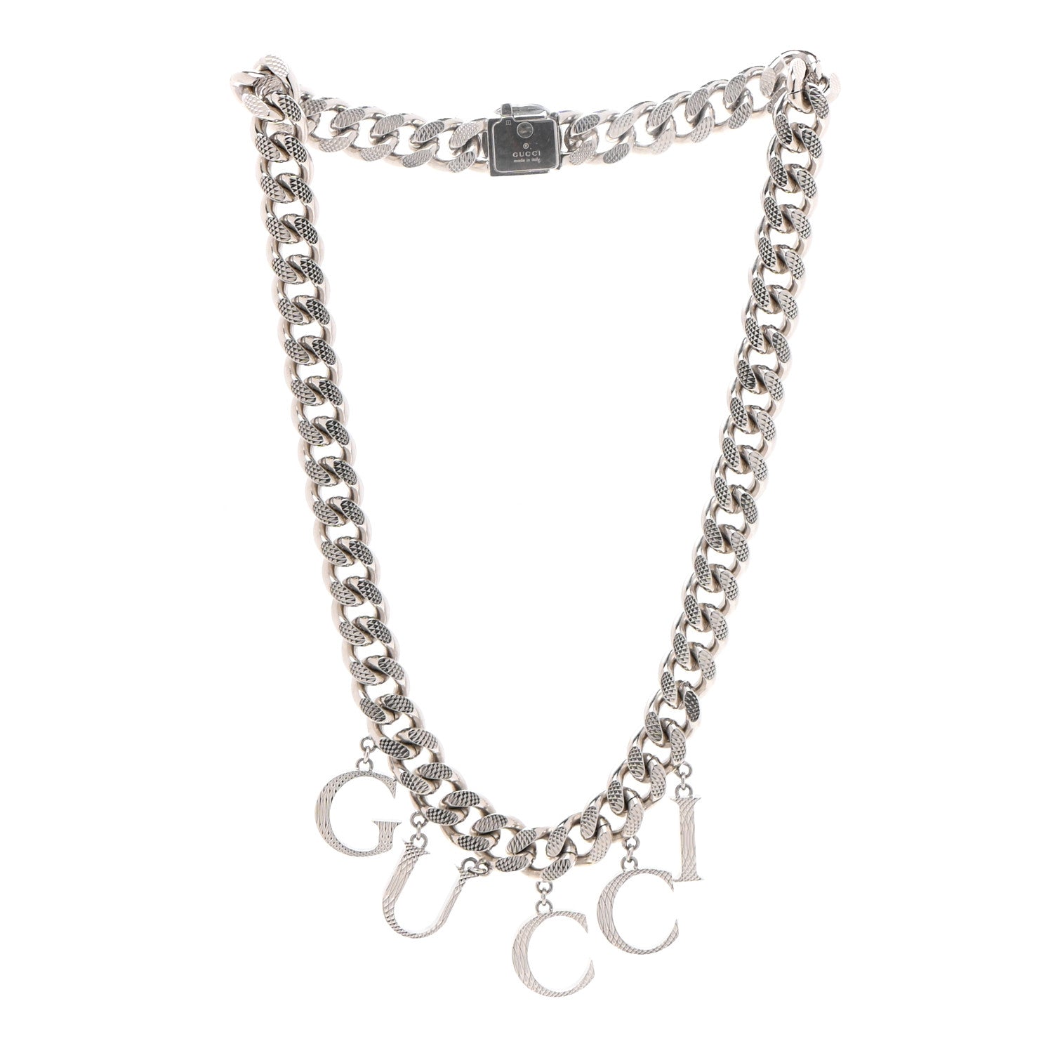 Gucci Metal Script Choker Necklace Silver 3 of 7