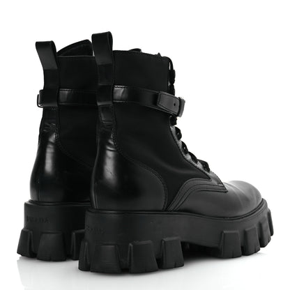Prada Spazzolato Rois Nylon Metal Triangle Logo Monolith Pouch Pocket 55mm Boots 39.5 Black 5 of 15