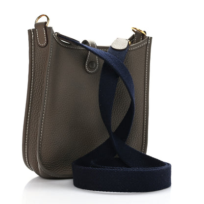Hermes Taurillon Clemence Amazone Evelyne TPM Etoupe Bleu Indigo 3 of 10