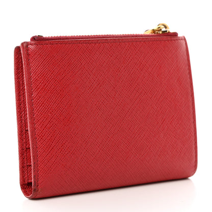 Prada Saffiano Zip Top Compact Wallet Fuoco 3 of 12