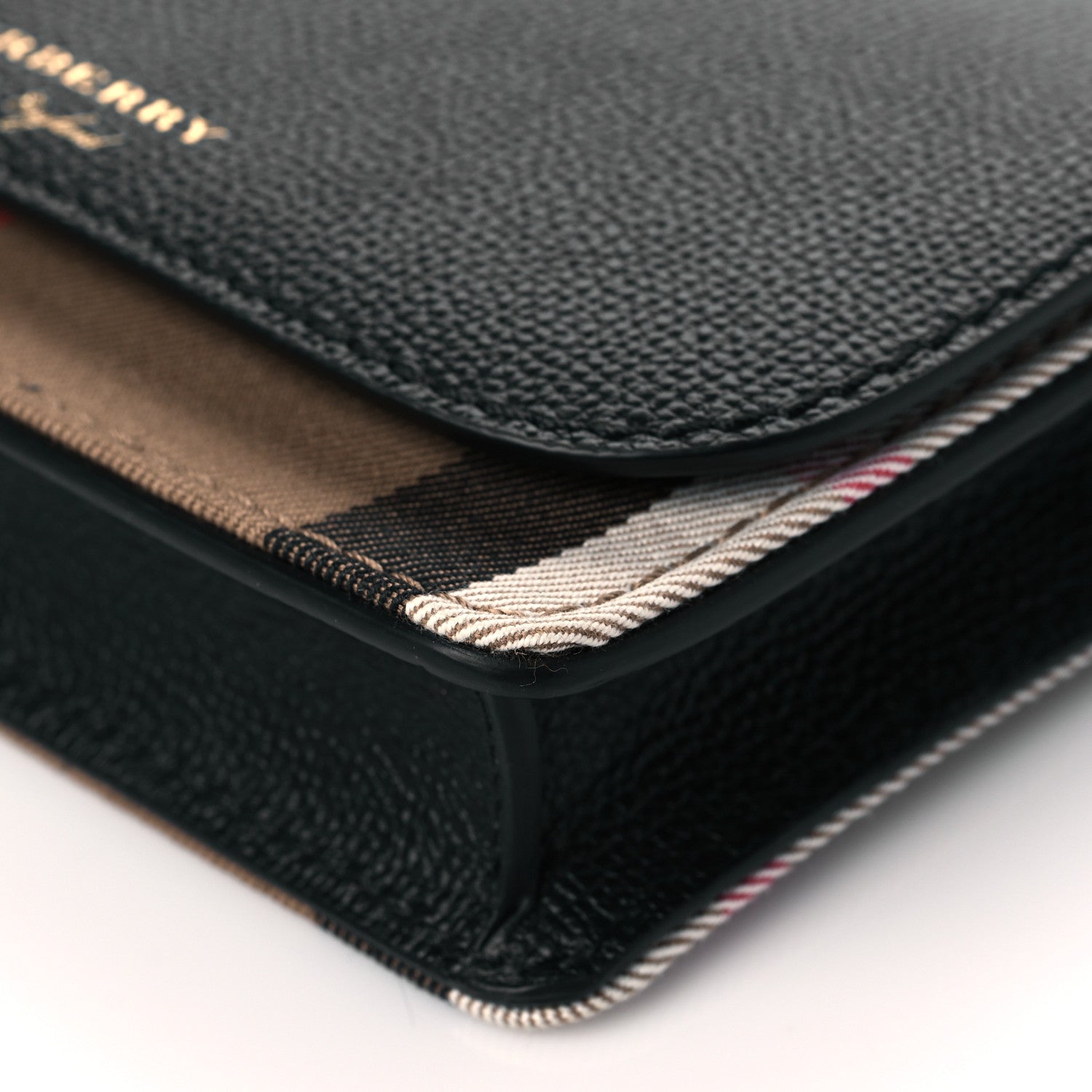 Burberry Grained Calfskin House Check Tartan Mix Hampshire Wallet On Chain Black 9 of 9