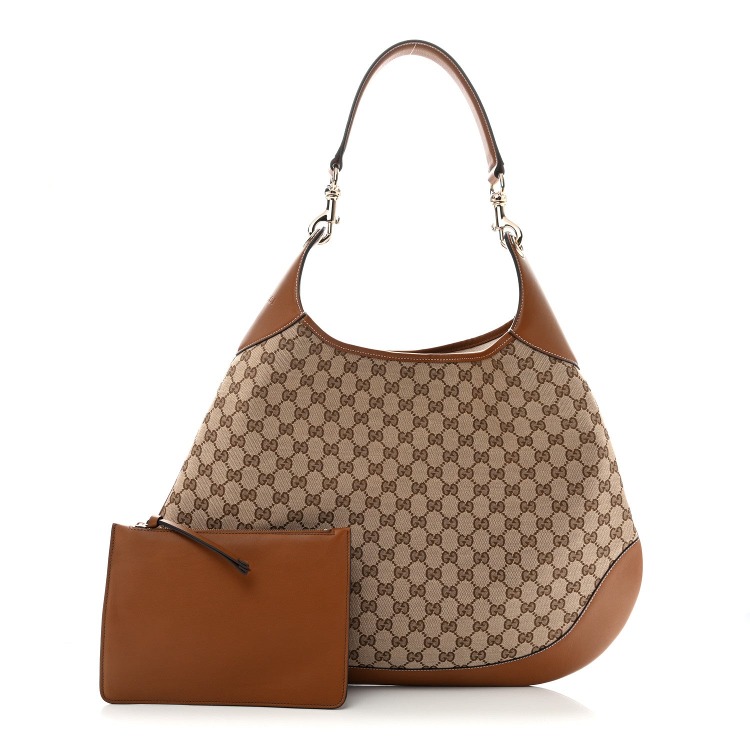 Gucci GG Supreme B Large Shoulder Bag Beige Dark Brown 3 of 13