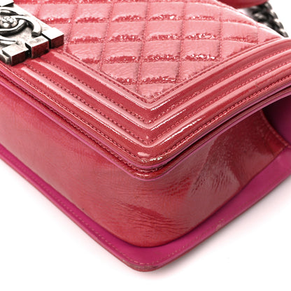 Chanel Distressed Patent Quilted Medium Boy Flap Pink Pink 10 of 10