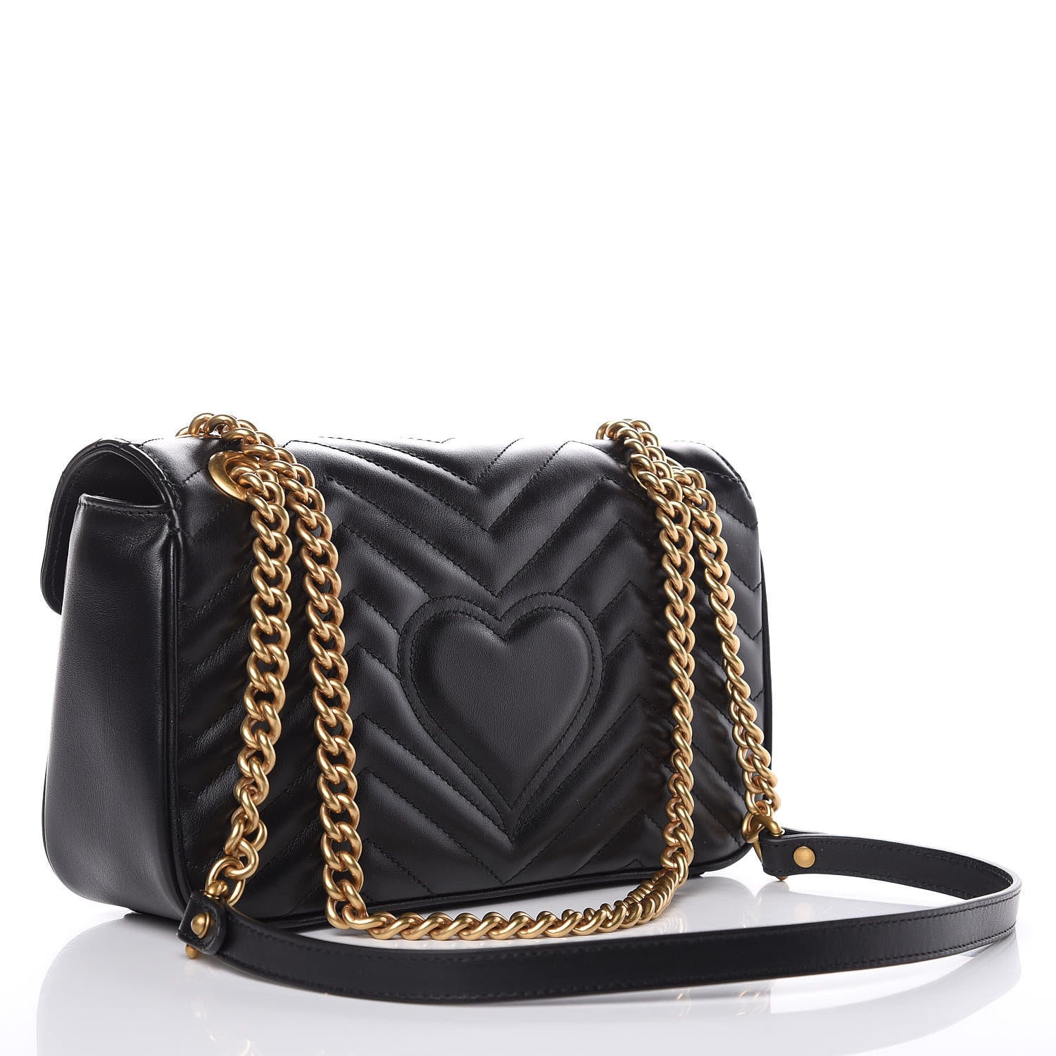 Gucci Calfskin Matelasse Small GG Marmont Shoulder Bag Black 3 of 10