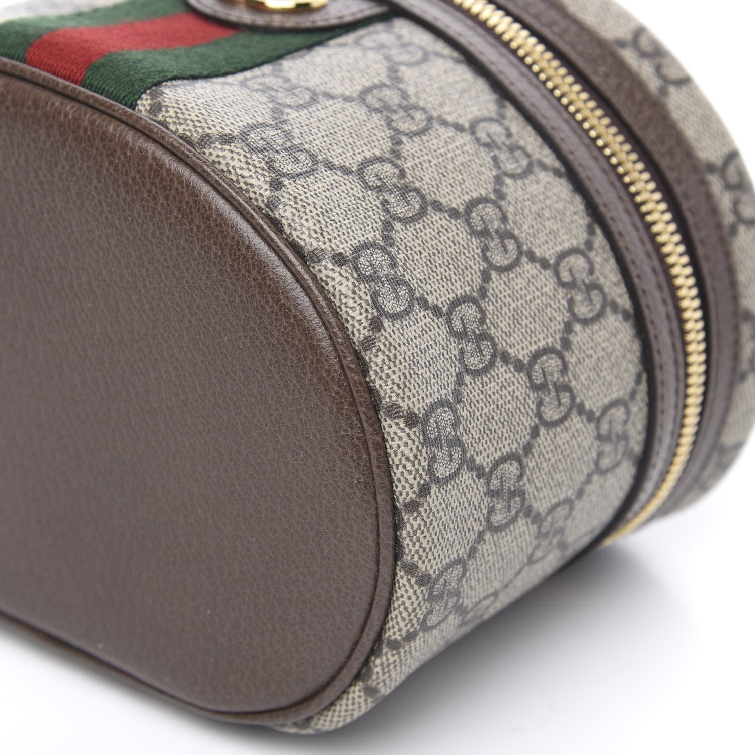 Gucci GG Supreme Monogram Textured Calfskin Web Ophidia Vanity Cosmetic Case Beige Ebony New Acero 10 of 11