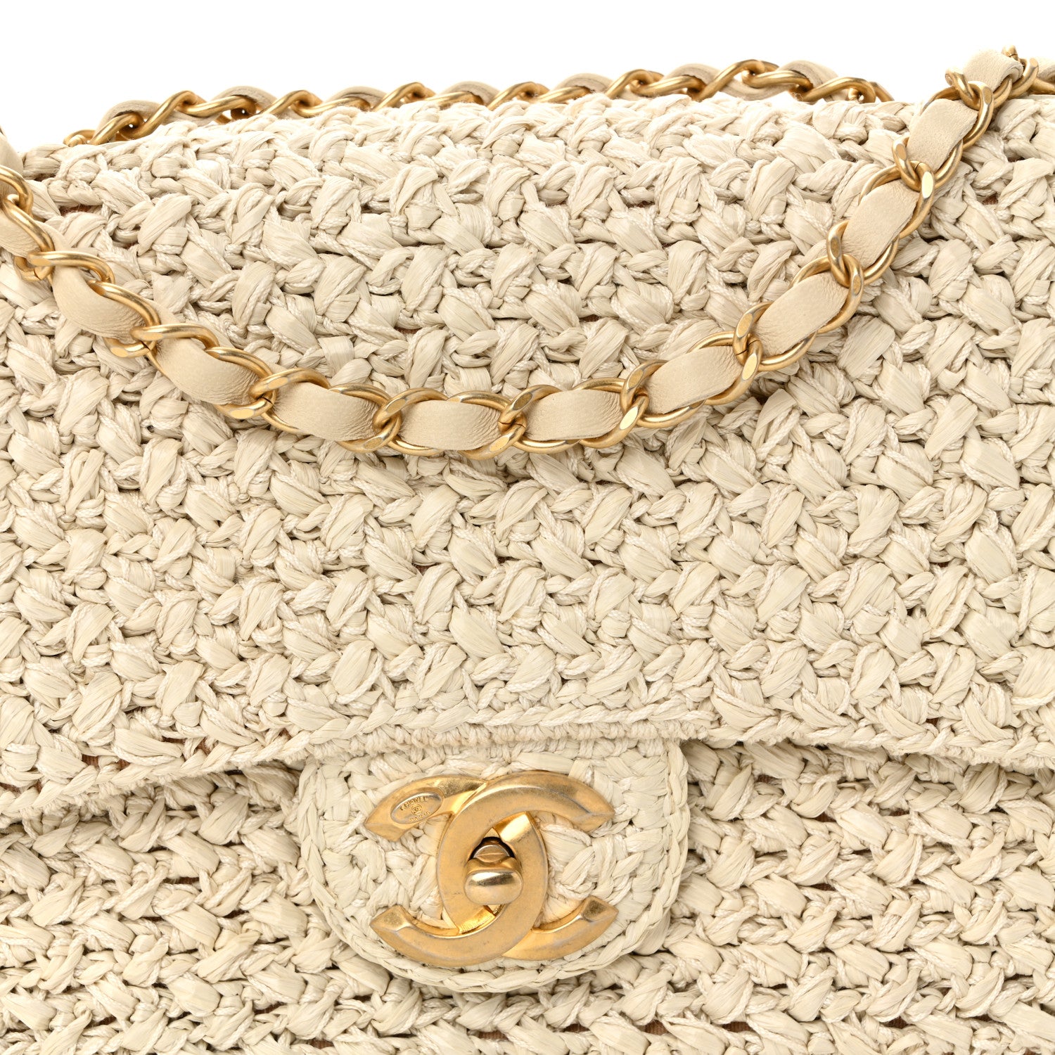 Chanel Raffia Crochet Paris Greece Medium Flap Bag Beige 8 of 10
