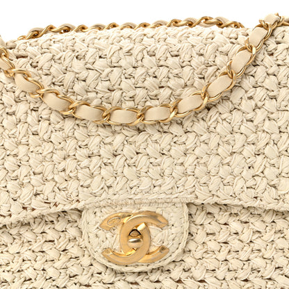 Chanel Raffia Crochet Paris Greece Medium Flap Bag Beige 8 of 10
