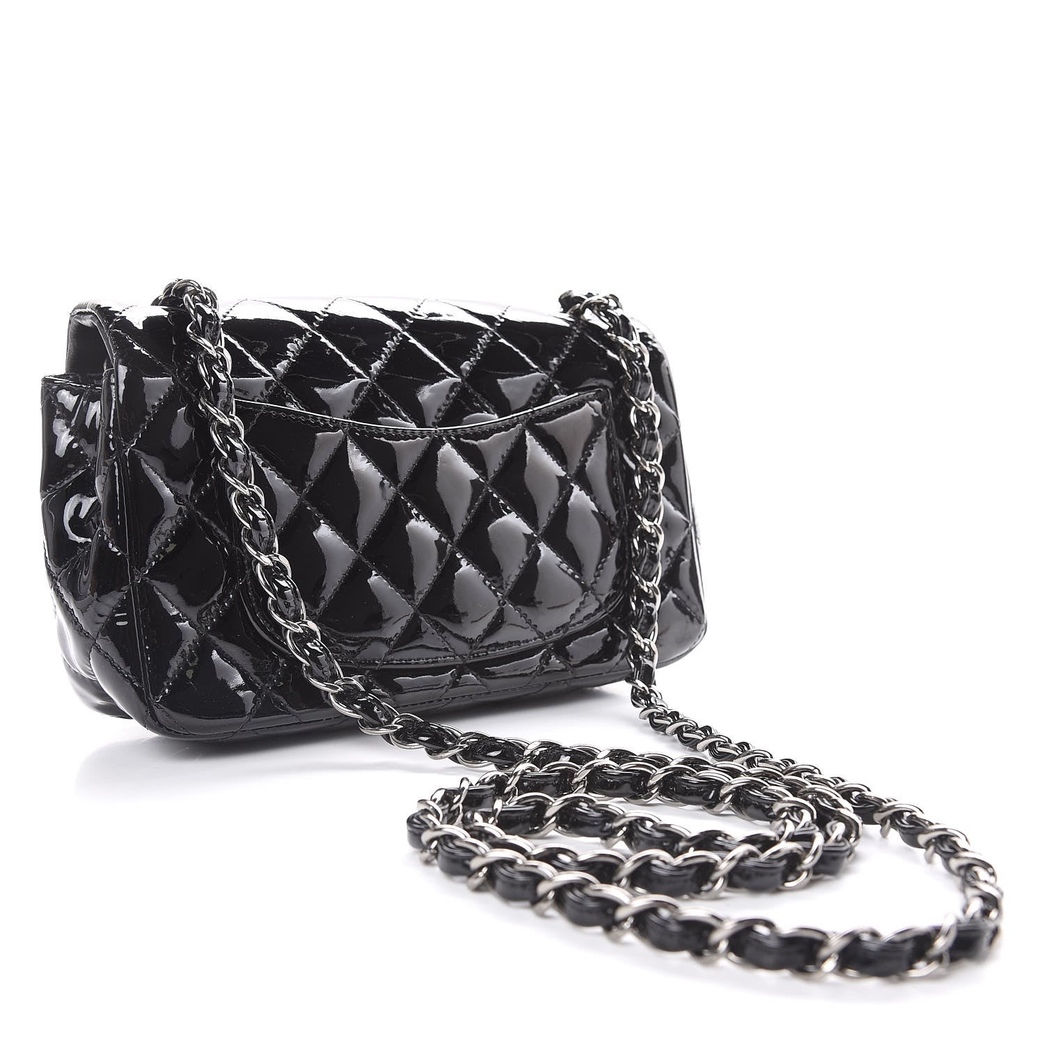 Chanel Patent Calfskin Quilted Mini Rectangular Flap Black 3 of 11
