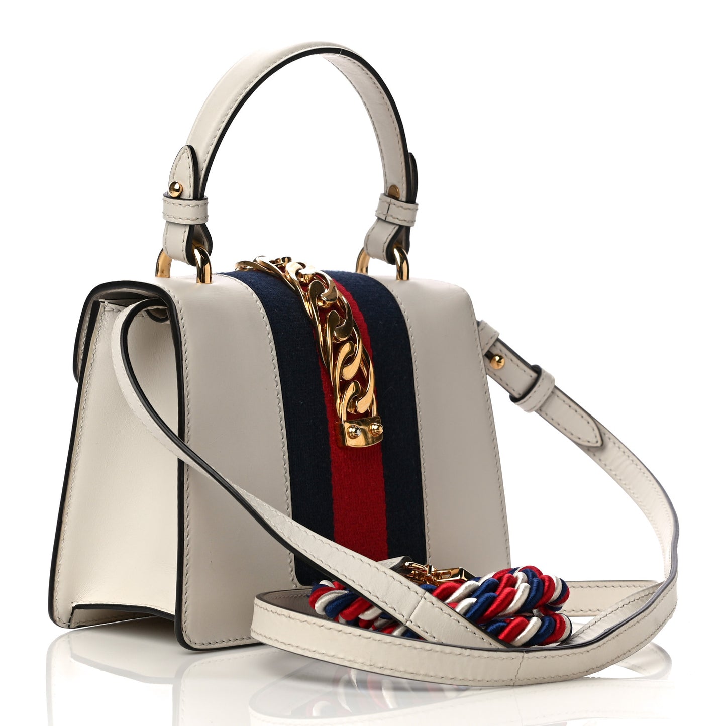 Calfskin Mini Sylvie Top Handle Bag White