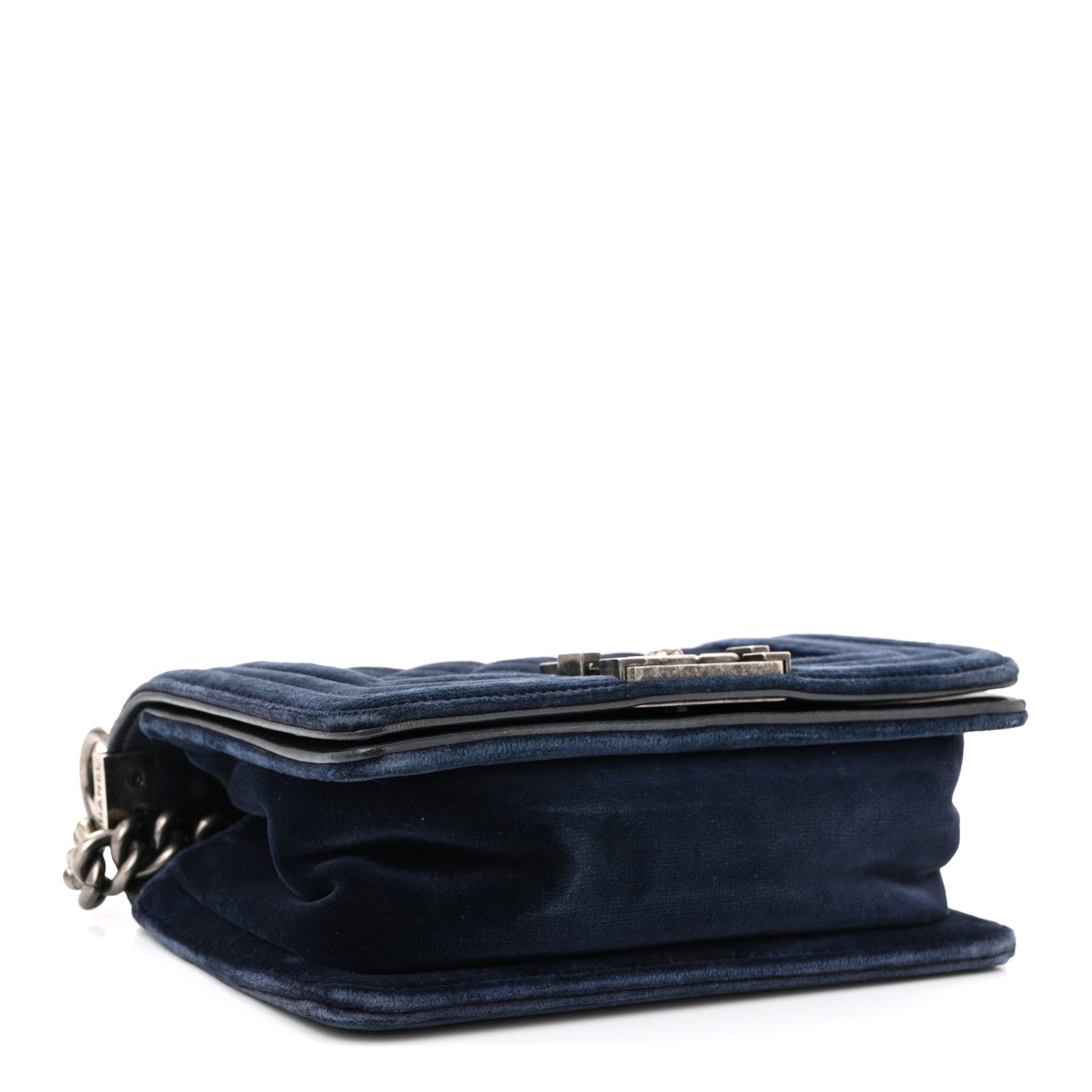 Chanel Velvet Quilted Small Boy Flap Blue 4 of 10