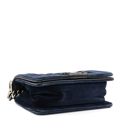 Chanel Velvet Quilted Small Boy Flap Blue 4 of 10
