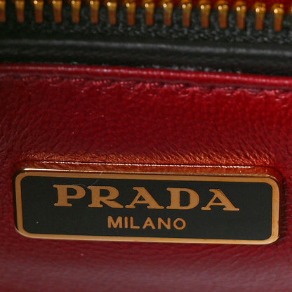 Prada Saffiano Tri-Color Large Turn Lock Satchel Black Talco Rosso 5 of 7