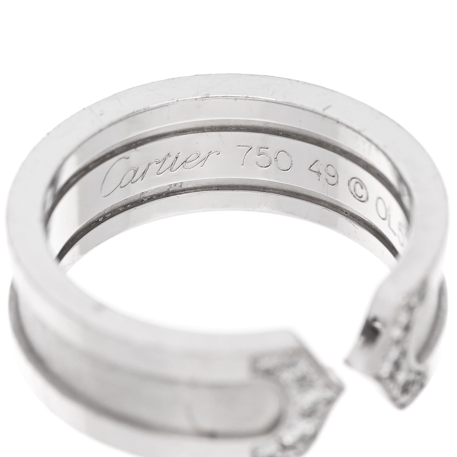 Cartier 18K White Gold Diamond 6.5mm Logo De Cartier Ring 49 5 5 of 6