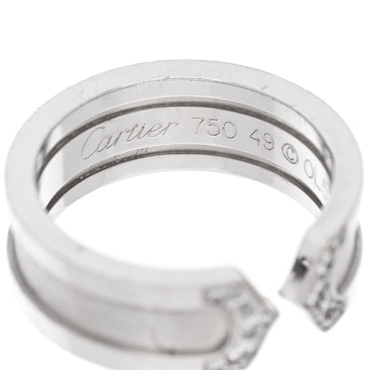 Cartier 18K White Gold Diamond 6.5mm Logo De Cartier Ring 49 5 5 of 6