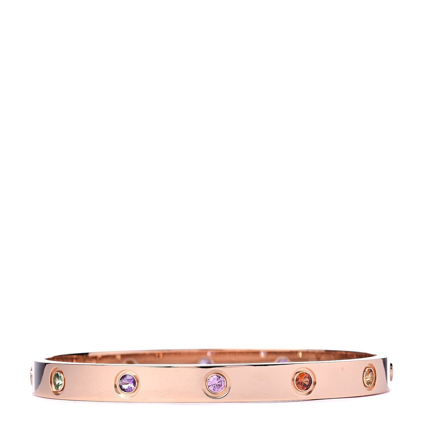 18K Pink Gold Sapphire Garnet Amethyst LOVE Bracelet 17
