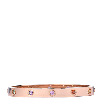 Cartier 18K Pink Gold Sapphire Garnet Amethyst LOVE Bracelet 17 3 of 6