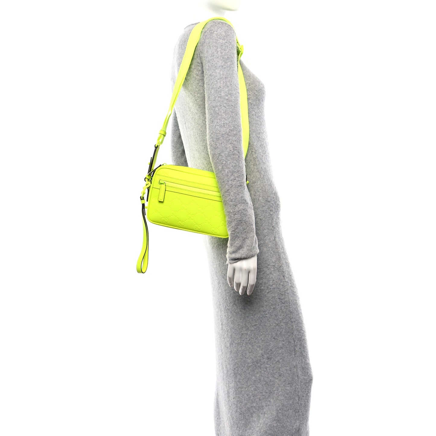 Rubber Effect Monogram GG Crossbody Bag Fluorescent Yellow